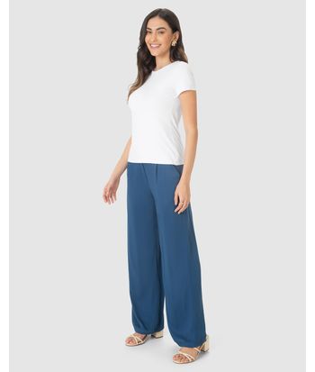 Blusa Básica Feminina Decote Redondo Em Viscose Stretch
