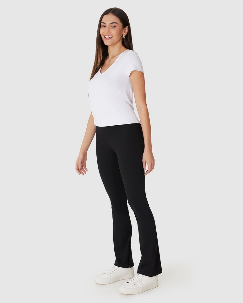 Calça Básica Feminina Flare Em Algodão