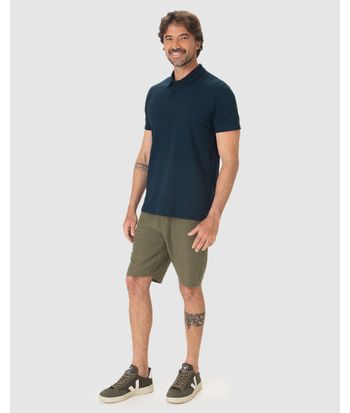 Camisa Polo Básica Masculina Gola Retilínea Em Piquet Stretch