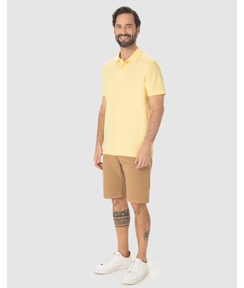 Camisa Polo Básica Masculina Gola Retilínea Em Piquet Stretch