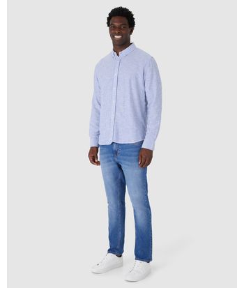 Camisa Masculina Gola Padrão Manga Longa Em Viscolinho