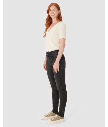 Calça Feminina Skinny Cintura Média Bolso Funcional Em Flex Jeans