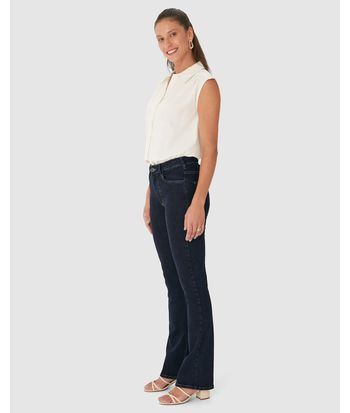 Calça Feminina Bootcut Cintura Média Em Flex Jeans