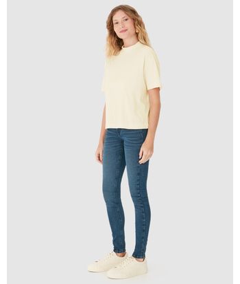 Blusa Básica Feminina Gola Alta Manga Curta Em Algodão