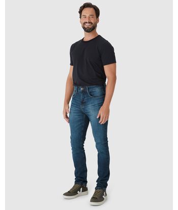 Calça Masculina Slim Bolso Funcional Em Flex Jeans