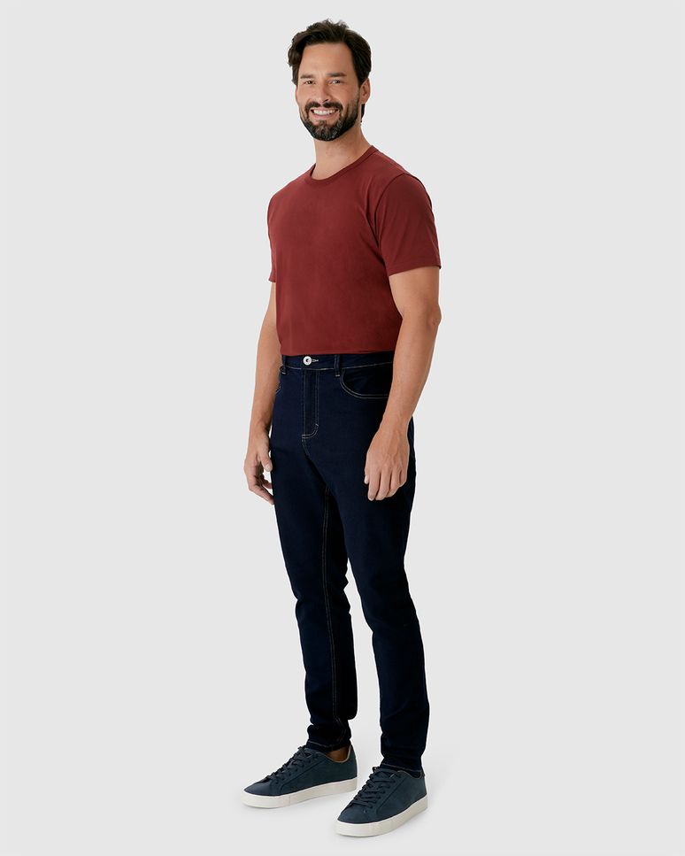 Calça Skinny Masculina Bolso Funcional Em Flex Jeans