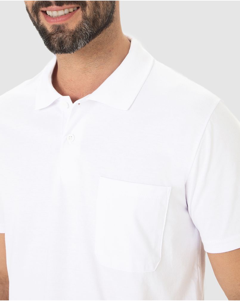Camisa Polo Básica Masculina Gola Esporte Em Algodão BRANCO - Malwee