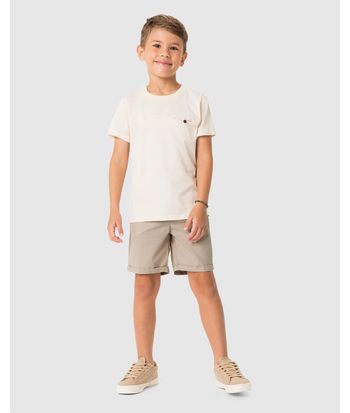 Bermuda Menino Comfort Bolso Funcional Em Tricoline - Carinhoso