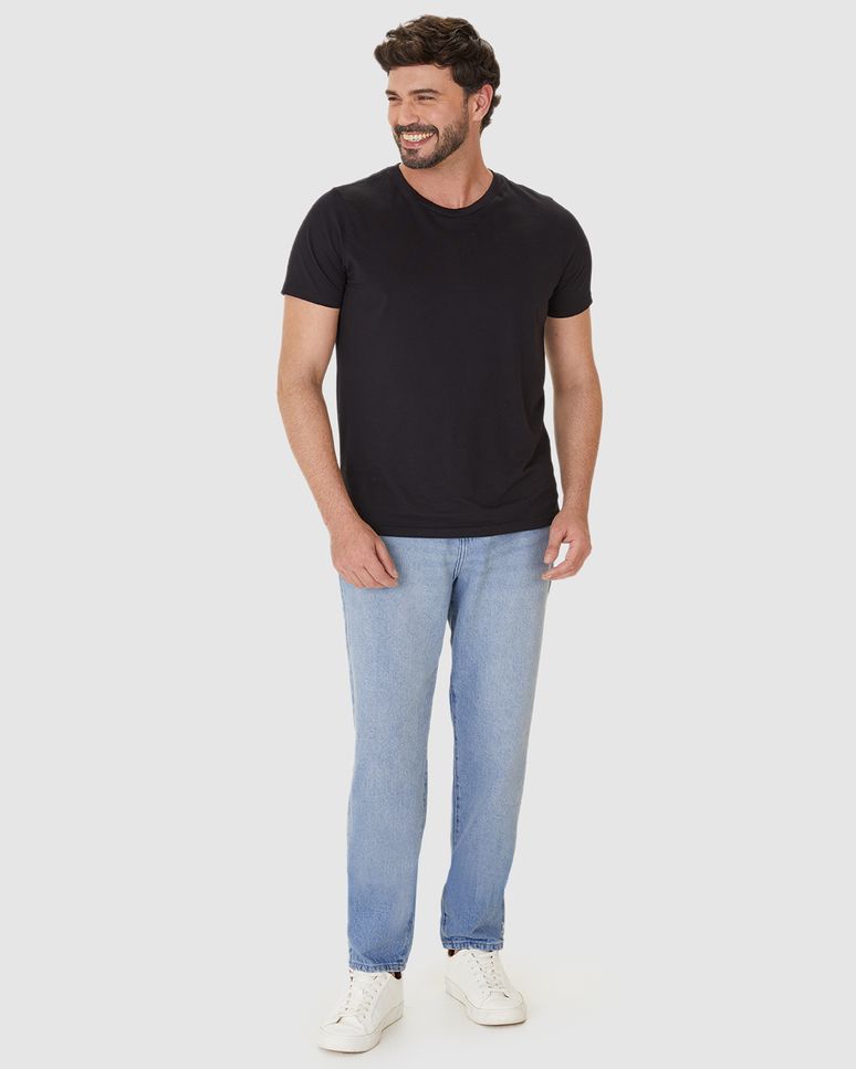 Calça Masculina Loose Fit Cintura Média Em Jeans 100% Algodão