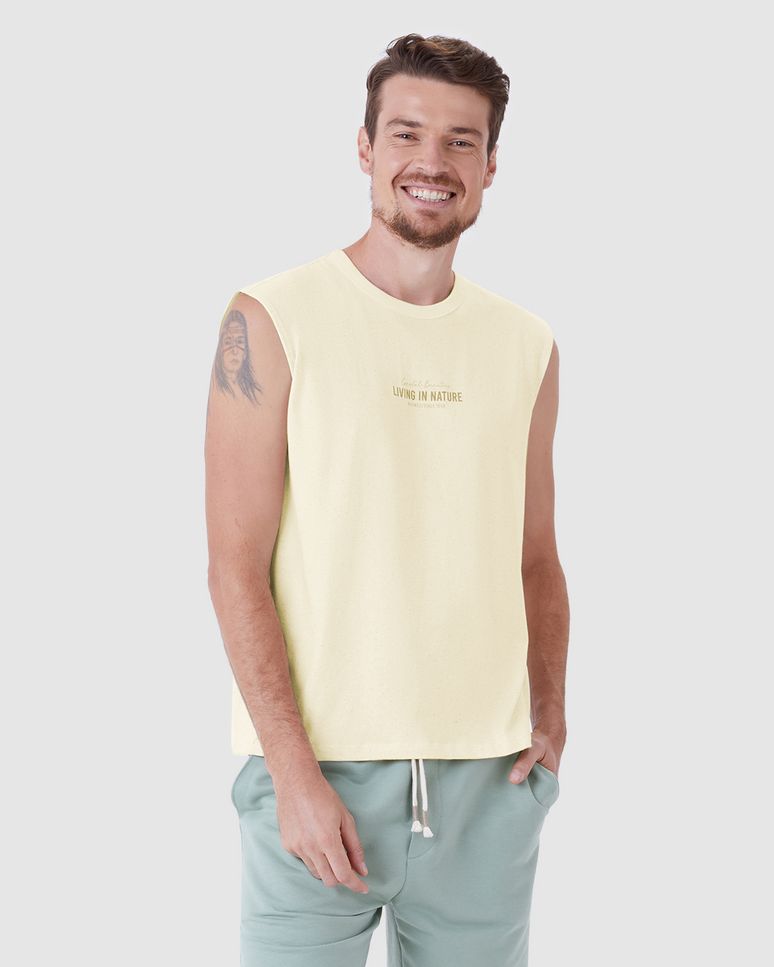 Regata Masculina Machão Estampa Frente E Costas Em Malha Linho