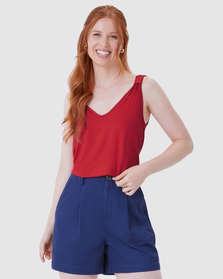 Regata Ampla Feminina Detalhe Alça Em Malha Viscose Stretch