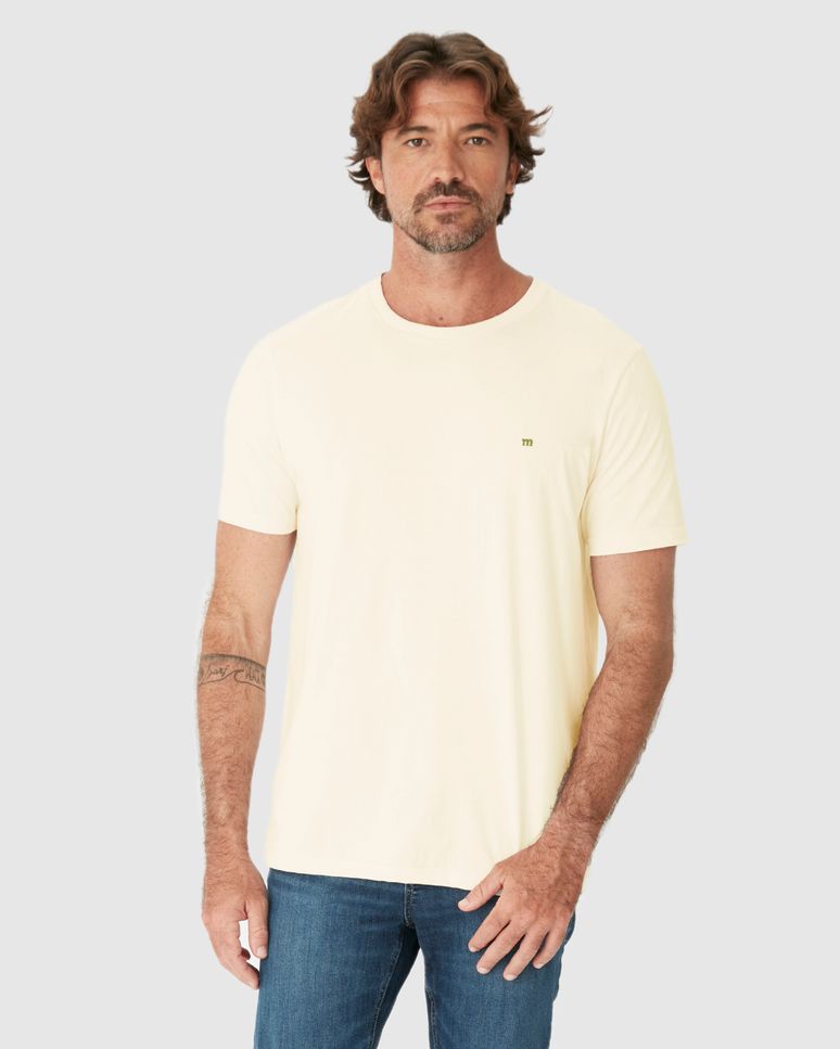 Camiseta Ícone Masculina Bordado Frontal Em Algodão
