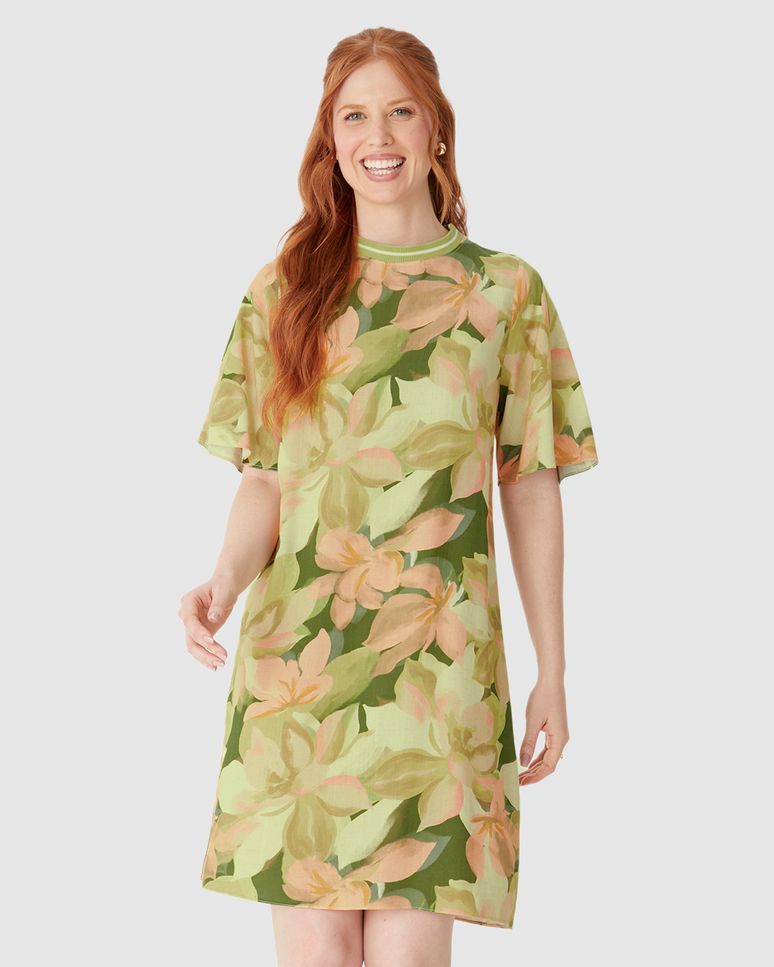 Vestido Amplo Feminino Decote Retilínea Em Viscolinho Texturizado