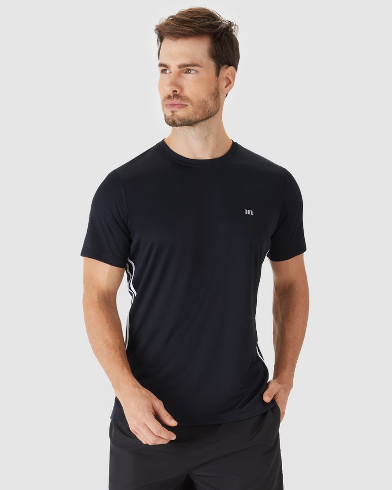 Camiseta Esportiva Masculina Slim Recorte Lateral Malha Proteção UV50+ E Dry