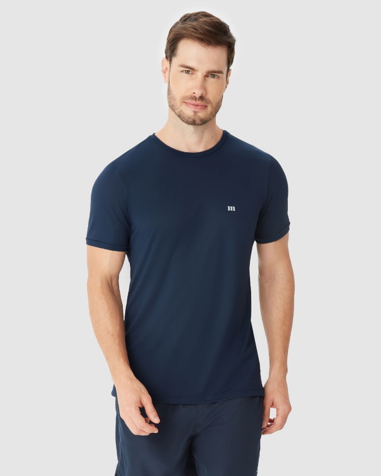 Camiseta Esportiva Masculina Slim Decote Redondo Manga Curta Em Malha Dry