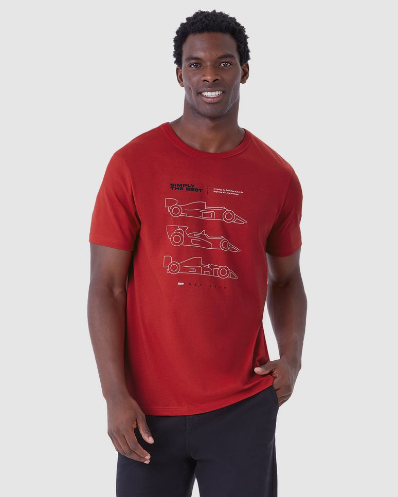 Camiseta Masculina Regular Estampada Em Algodão