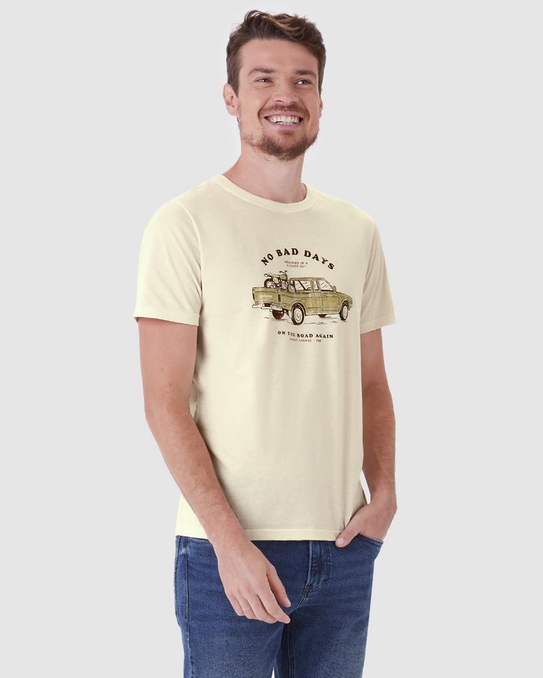 Camiseta Masculina Slim No Bad Days On The Road Again Em Algodão
