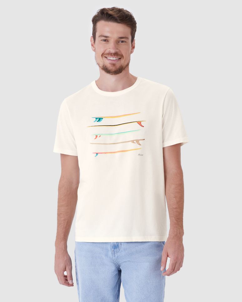 Camiseta Masculina Estampa Prancha De Surf Em Algodão