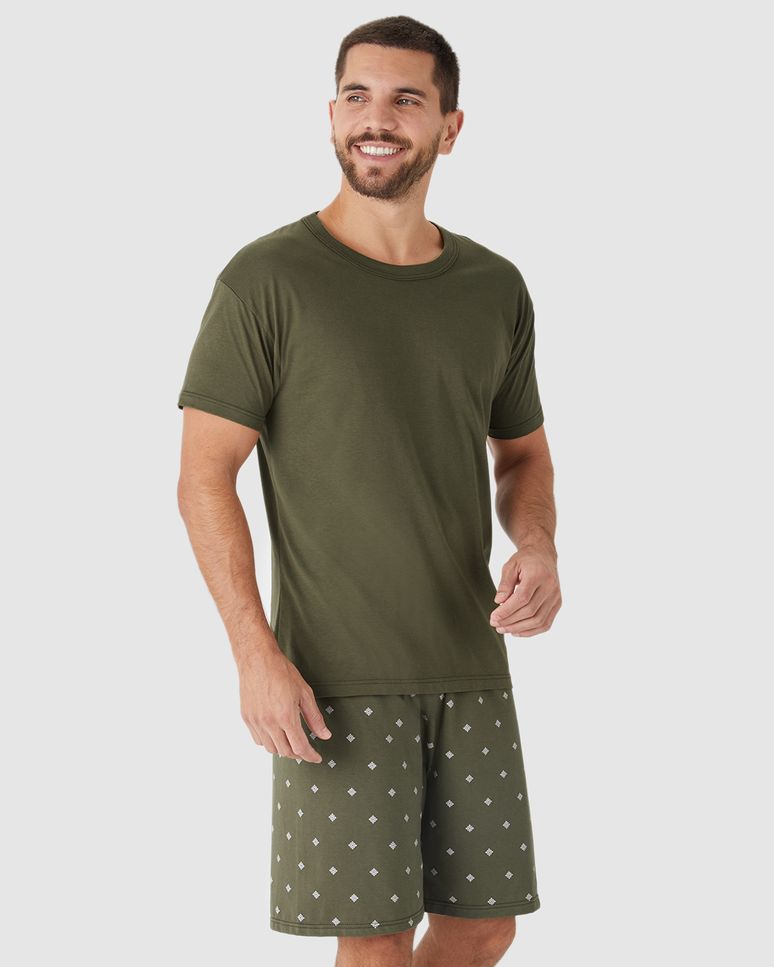 Pijama Curto Masculino Shorts Estampa Digital Em Algodão