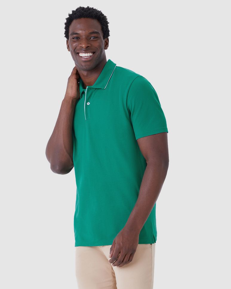 Camisa Polo Masculina Abertura Barra Lateral Em Piquet Premium