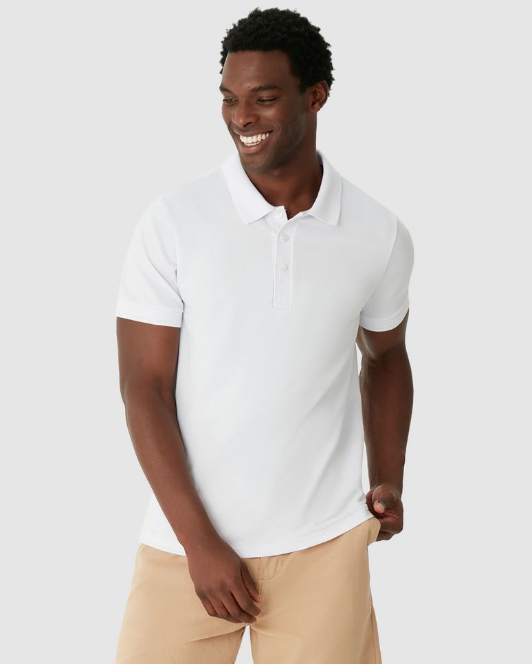Camisa Polo Masculina Slim Peitilho E Manga Curta Em Piquet Premium