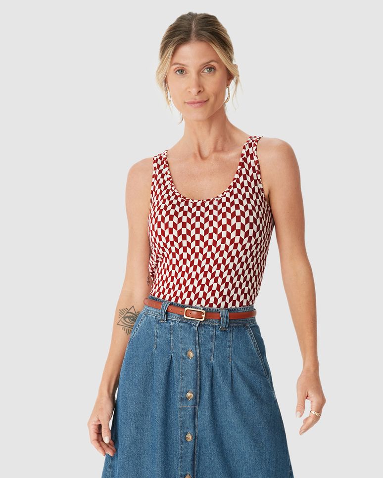 Regata Justa Feminina Estampa Digital Em Viscose Stretch