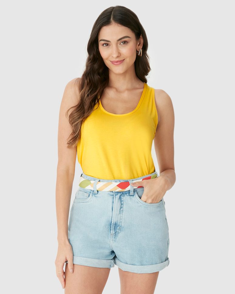 Regata Básica Feminina Evasê Em Malha Viscose Stretch