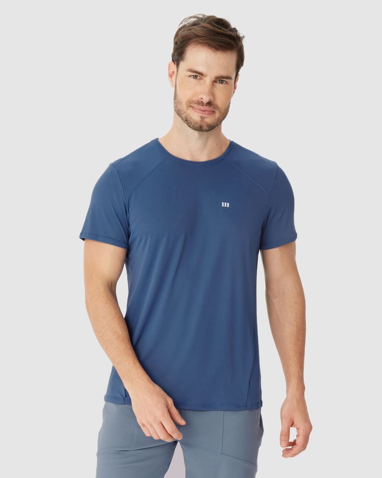 Camiseta Esportiva Masculina Slim Manga Curta Em Malha Dry E Proteção UV50+
