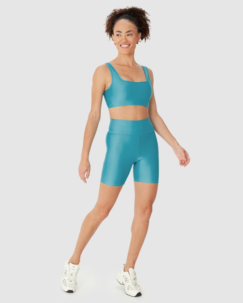 Shorts Esportivo Feminino Básico Em Malha Com Proteção UV50+