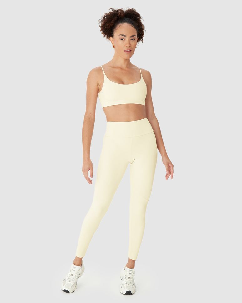 Calça Legging Esportiva Feminina Bolso Lateral Em Malha Canelada