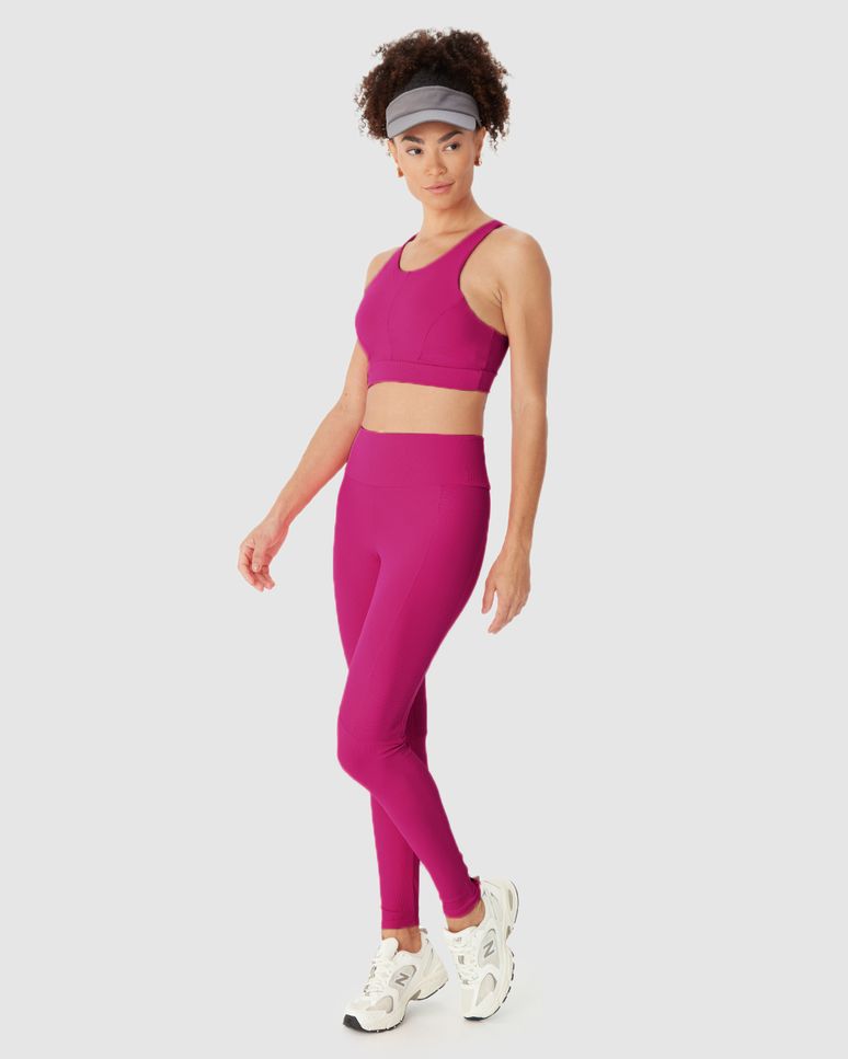 Calça Legging Esportiva Feminina Bolso Lateral Em Malha Canelada