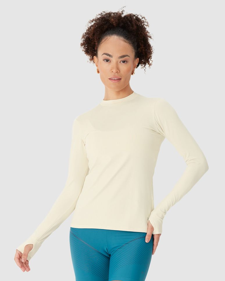 Blusa Esportiva Feminina Manga Com Abertura Para Dedo Em Dry E Proteção UV50+