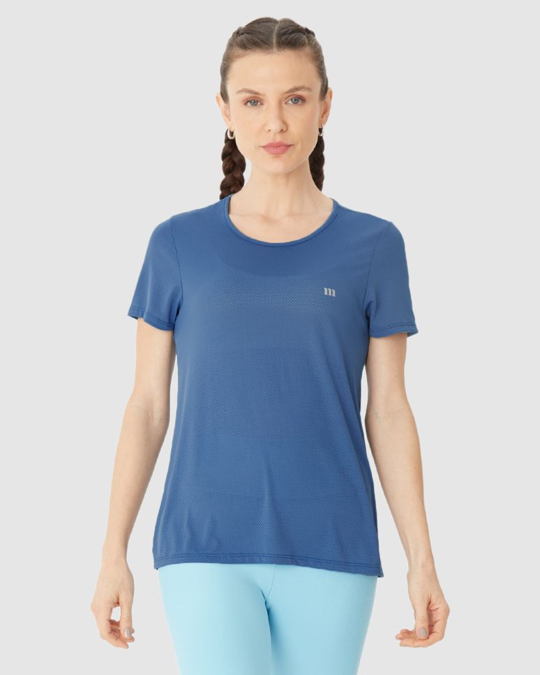 Blusa Esportiva Básica Feminina Decote Redondo Manga Curta Em Malha Dry Malwee Active