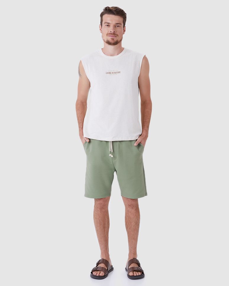 Bermuda Masculina Comfort Cadarço Funcional Em Moletom Sarjado
