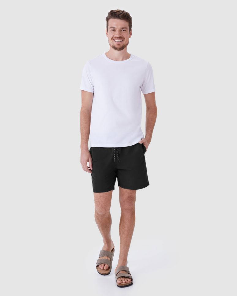 Shorts Água Masculino Detalhe Bordado Em Tafetá