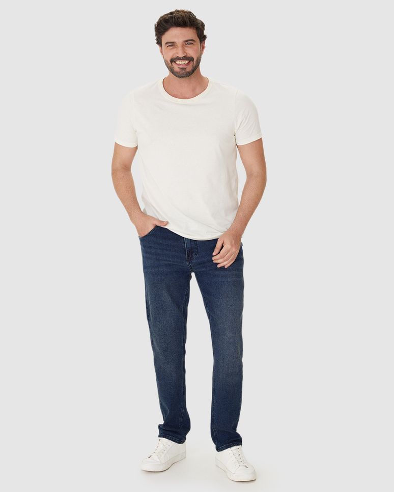 Calça Masculina Small Slim Bordado Bolso Costas Em Jeans Com Elastano