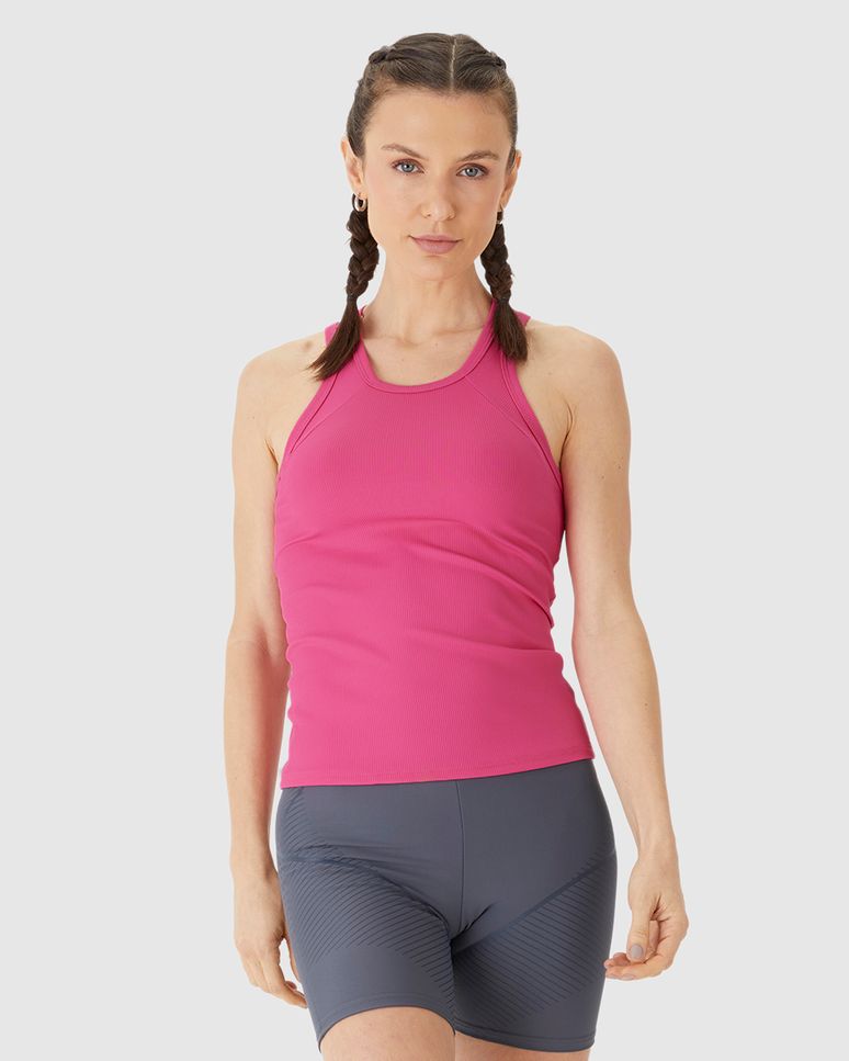 Regata Esportiva Feminina Justa Em Malha Canelada