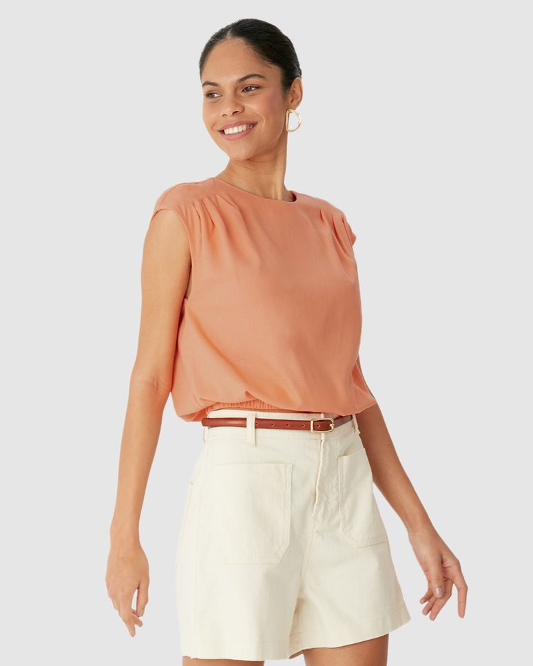 Blusa Box Feminina Barra Elástico Em Viscolinho