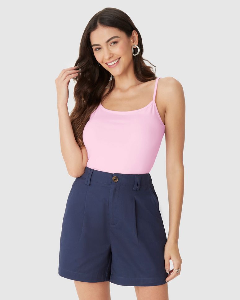 Regata Básica Feminina Alça Fina Em Algodão