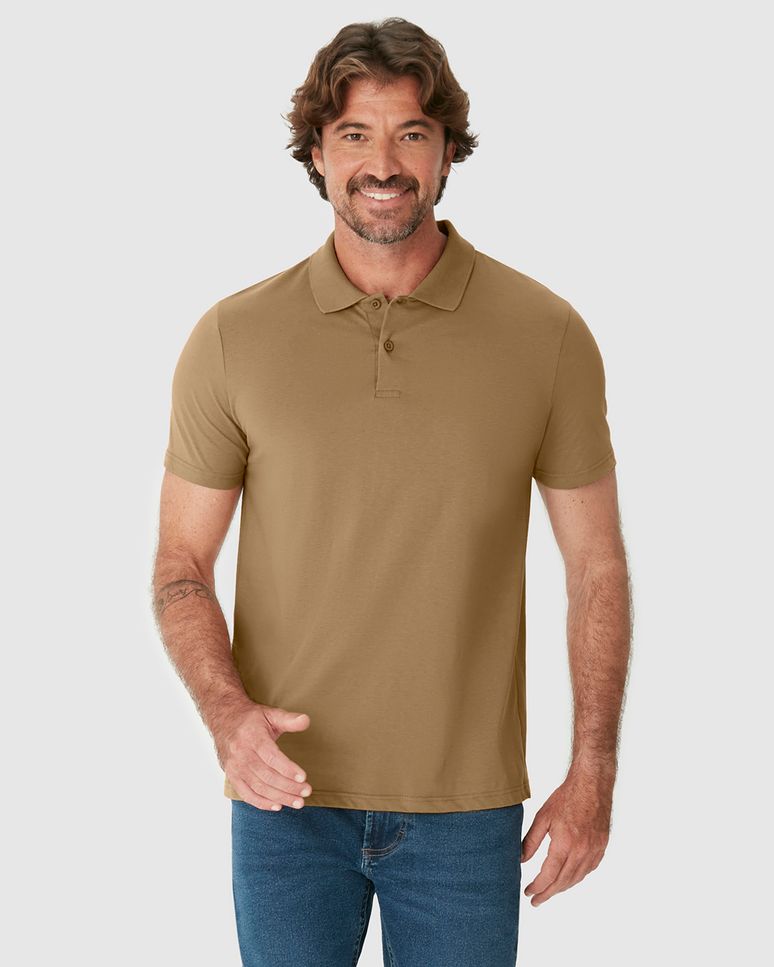 Camisa Polo Básica Masculina Peitilho Frontal Em Algodão