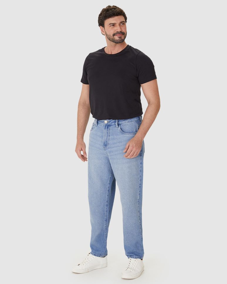 Calça Masculina Loose Fit Cintura Média Em Jeans 100% Algodão