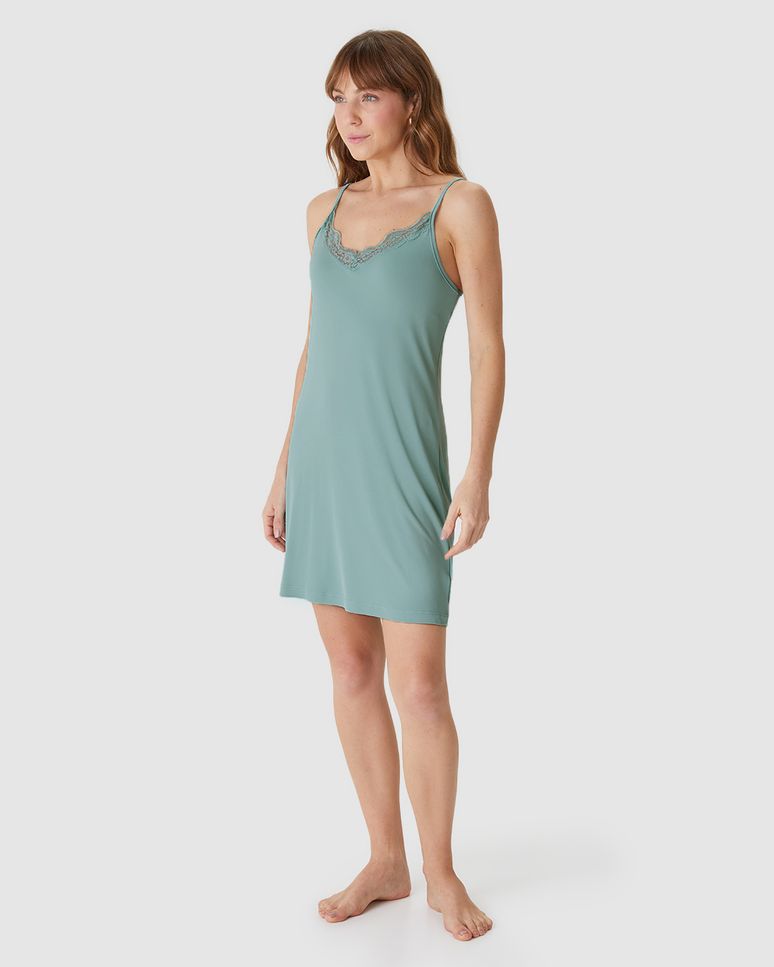 Camisola Feminina Decote V Detalhe Rendado Em Liganete 100% Poliamida