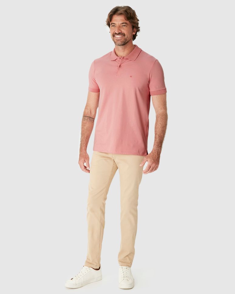 Camisa Polo Básica Masculina Gola Clássica Abertura Lateral Em Malha Algodão
