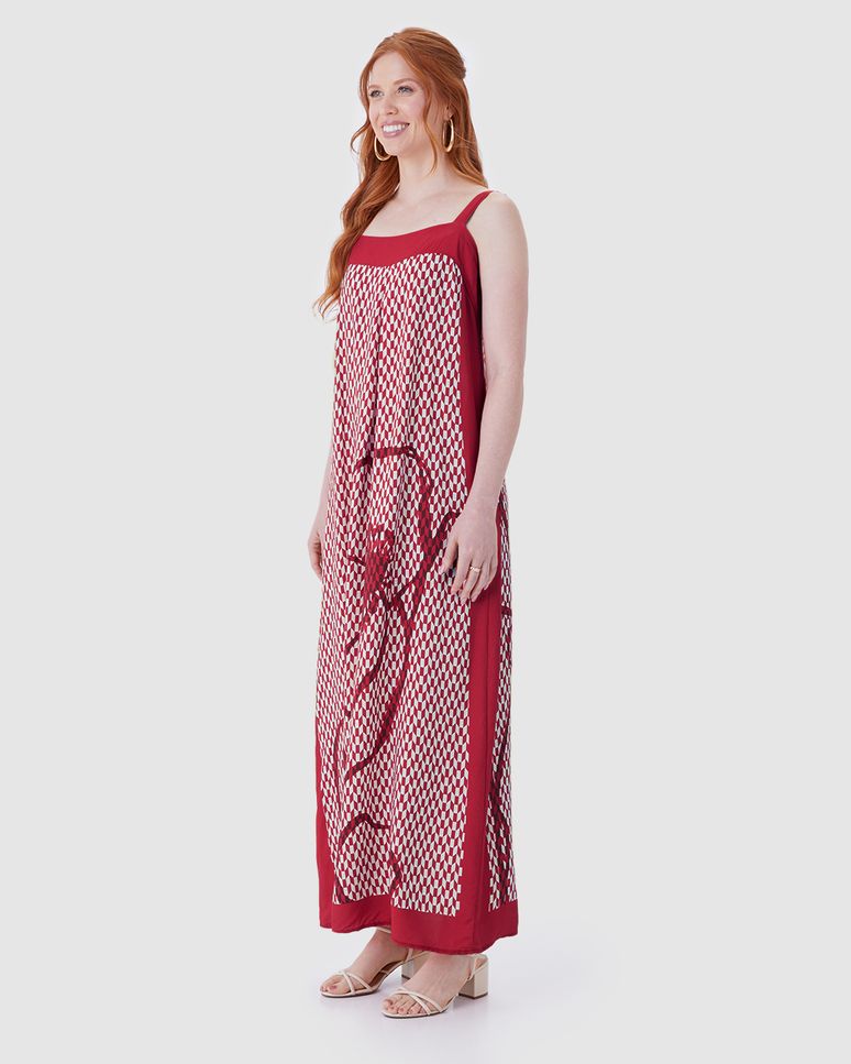 Vestido Longo Feminino Amplo Estampado Em Viscose