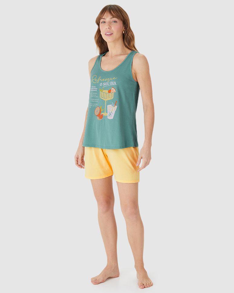 Pijama Curto Feminino Refresque Seu Dia Em Algodão