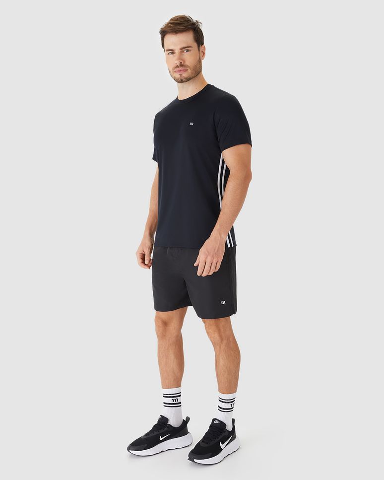 Camiseta Esportiva Masculina Slim Recorte Lateral Malha Proteção UV50+ E Dry