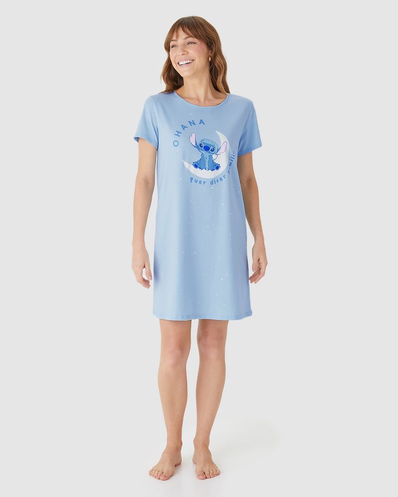 Camisola Feminina Estampa Ohana Stitch Disney Em Algodão