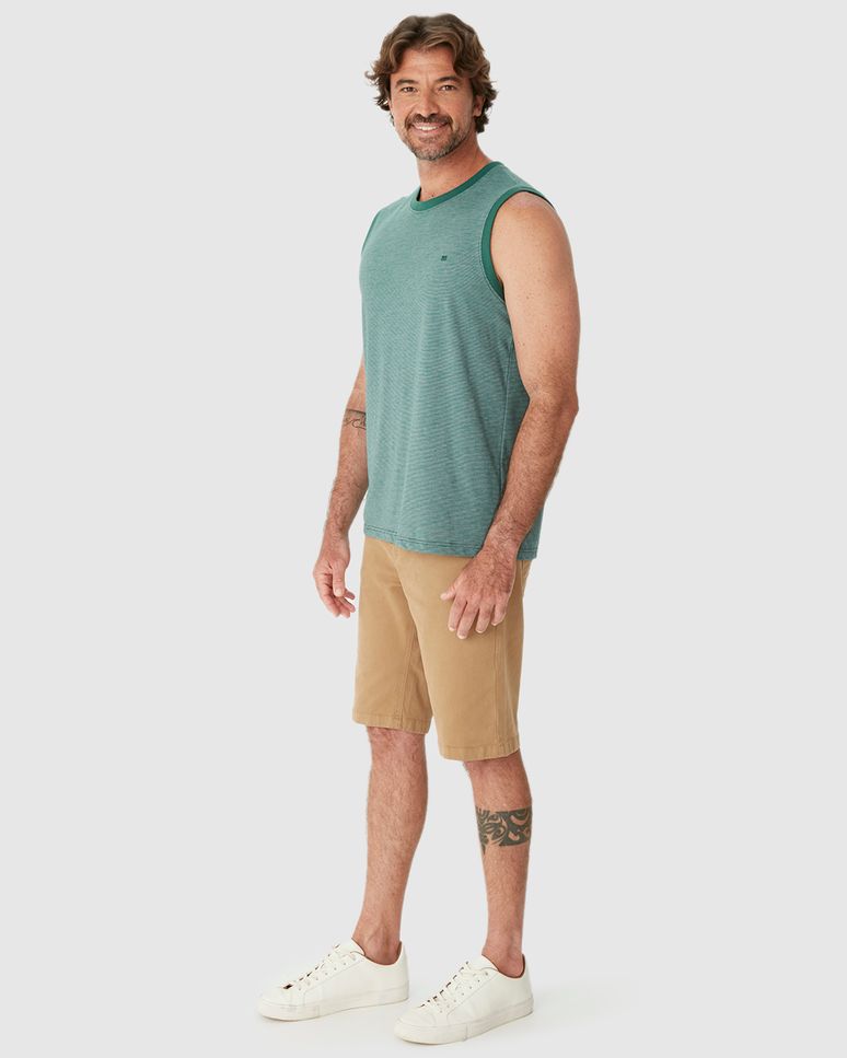 Regata Básica Masculina Alça Larga Bordado Frontal Em Malha Fio A Fio