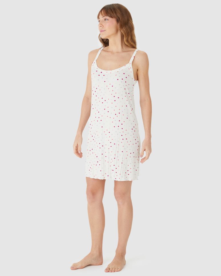 Camisola Feminina Slim Estampada Alça Fina Em Malha Canelada