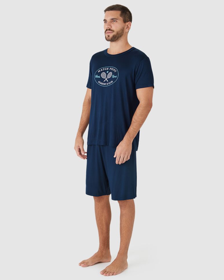 Pijama Curto Masculino Match Point Academy & Club Em Viscose Stretch